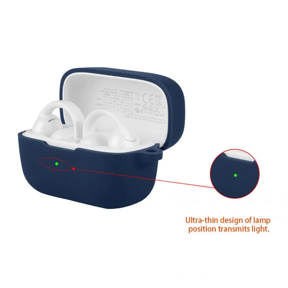 For Anker Soundcore C50i Silicone Case Wireless Earbuds Protective Cover with Anti-Lost Buckle - Dark Blue - 4