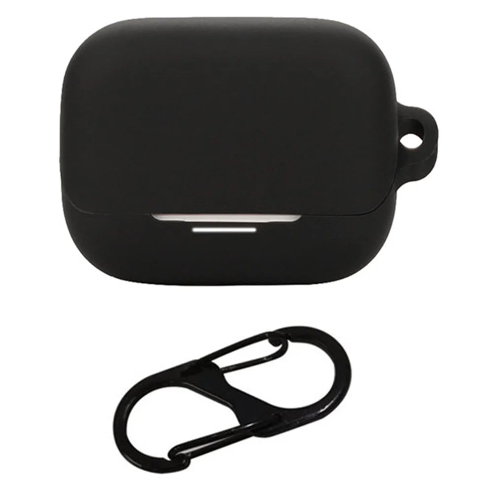 For Anker Soundcore K20i Silicone Case Wireless Earbuds Protective Cover with Anti-Lost Buckle - Black - 1