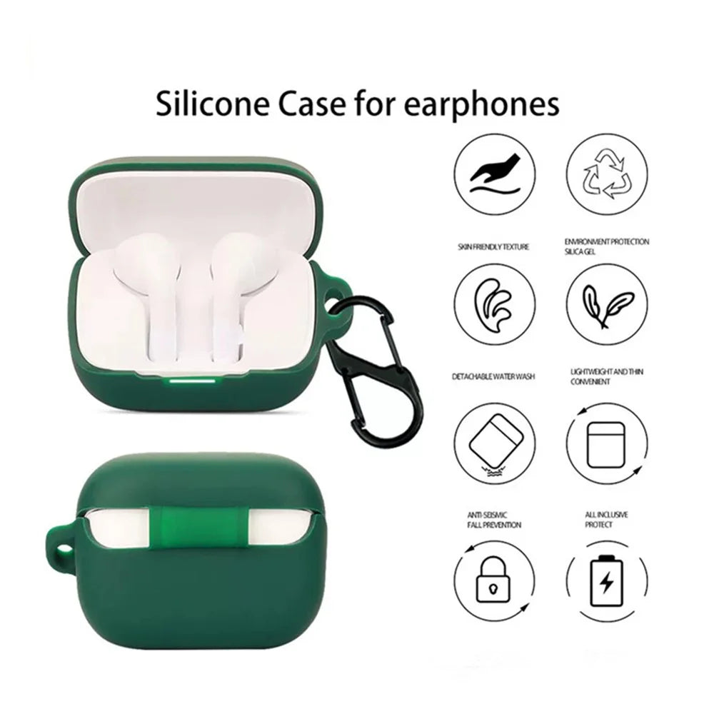 For Anker Soundcore K20i Silicone Case Wireless Earbuds Protective Cover with Anti-Lost Buckle - Black - 2