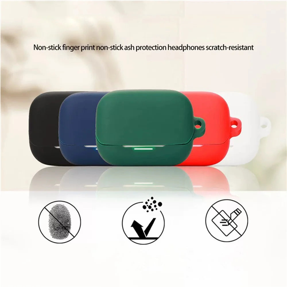 For Anker Soundcore K20i Silicone Case Wireless Earbuds Protective Cover with Anti-Lost Buckle - Black - 3