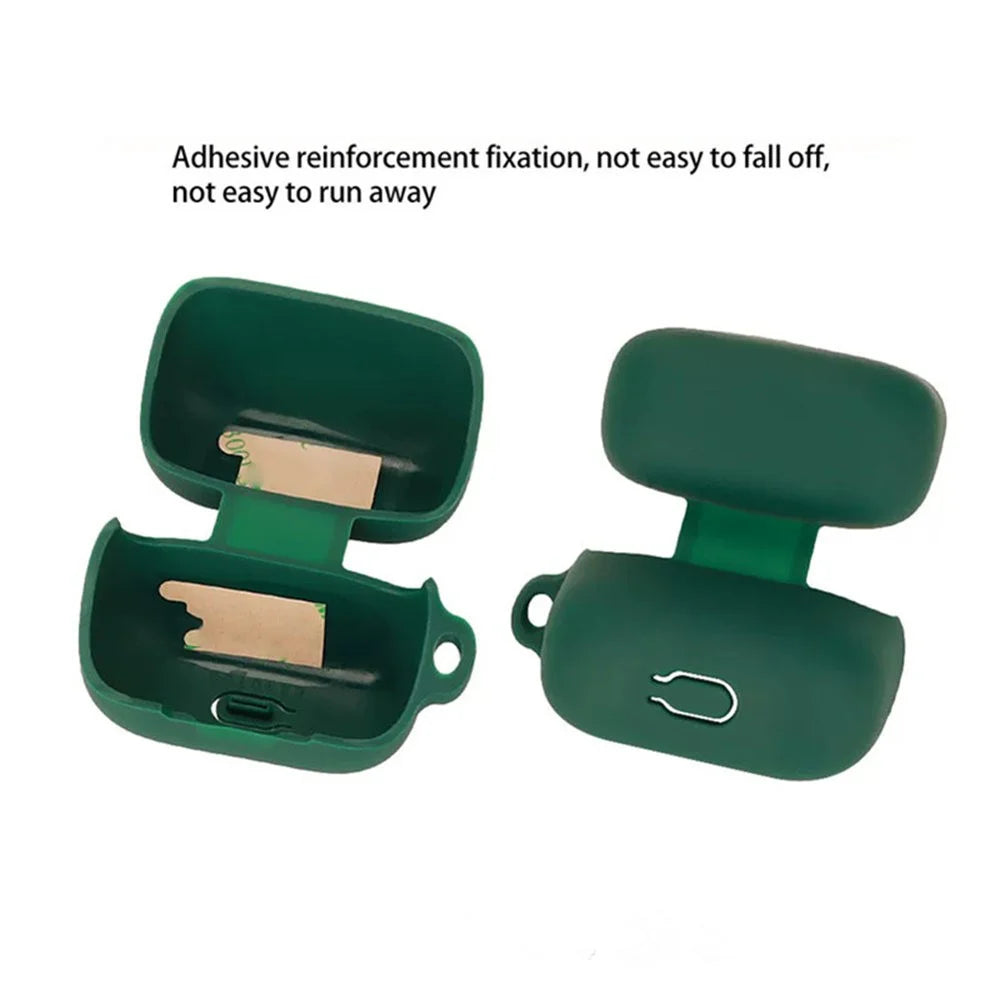 For Anker Soundcore K20i Silicone Case Wireless Earbuds Protective Cover with Anti-Lost Buckle - Black - 4