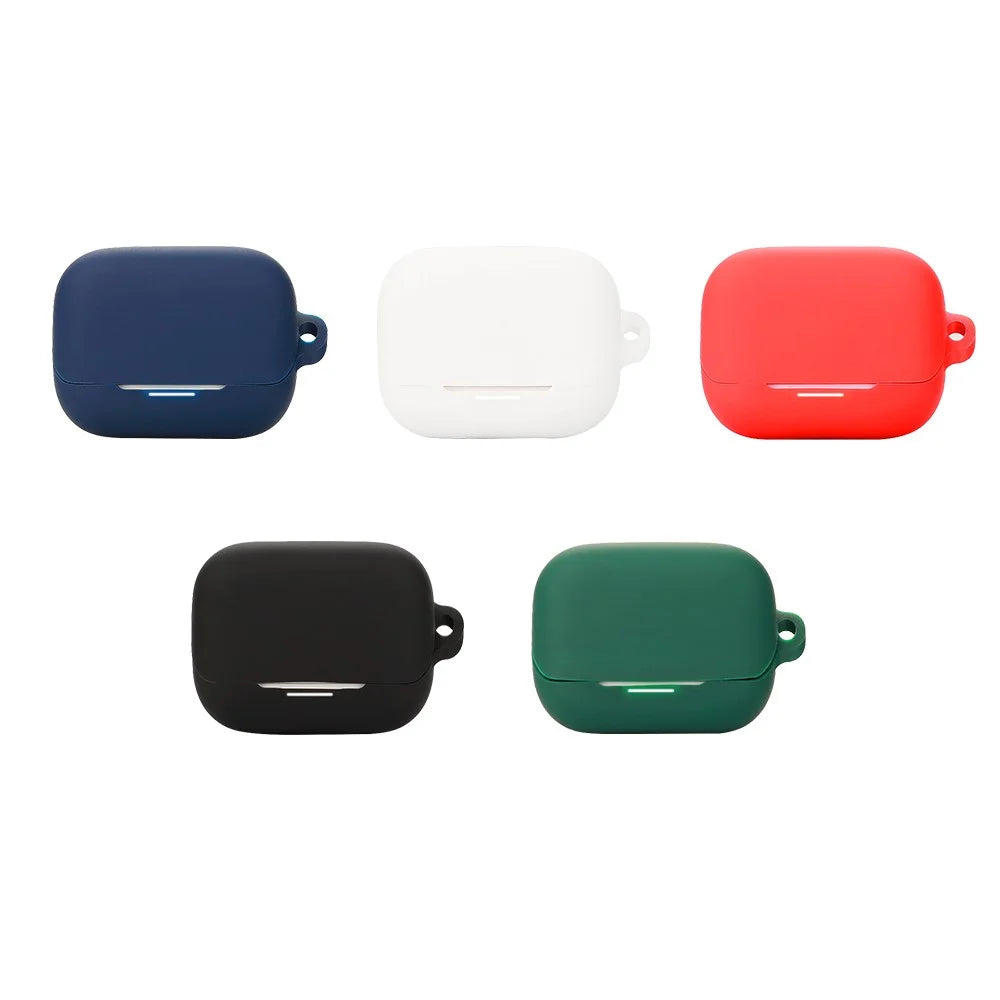 For Anker Soundcore K20i Silicone Case Wireless Earbuds Protective Cover with Anti-Lost Buckle - Black - 7