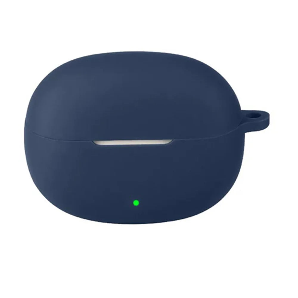 For vivo TWS 5e Silicone Case Wireless Earbuds Protective Cover with Anti-Lost Buckle - Dark Blue - 1