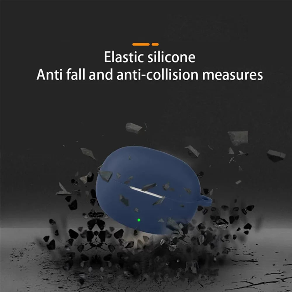 For vivo TWS 5e Silicone Case Wireless Earbuds Protective Cover with Anti-Lost Buckle - Dark Blue - 2