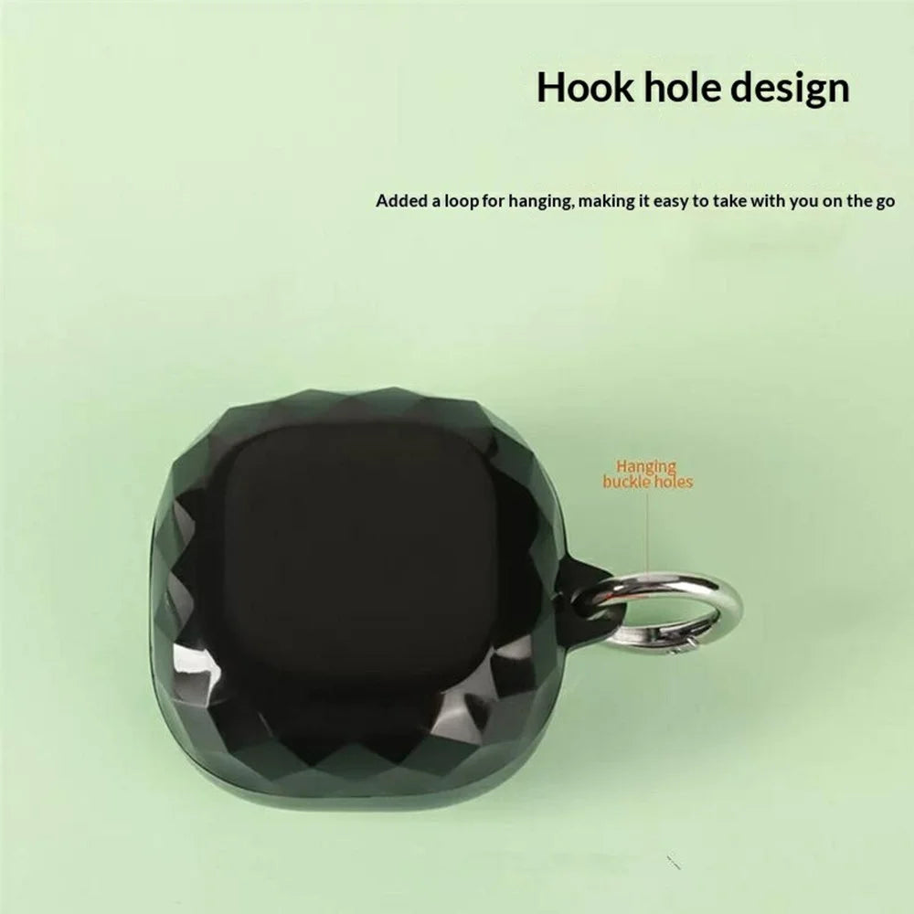For Xiaomi Clip-On Earbuds Case Diamond Pattern Clear TPU Protective Cover with Anti-lost Hook - Transparent Black - 4