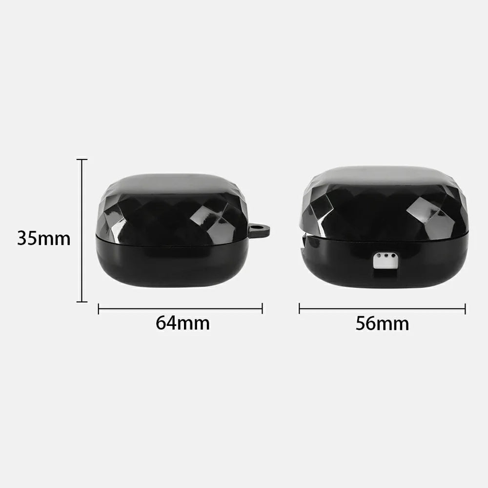 For Xiaomi Clip-On Earbuds Case Diamond Pattern Clear TPU Protective Cover with Anti-lost Hook - Transparent Black - 7
