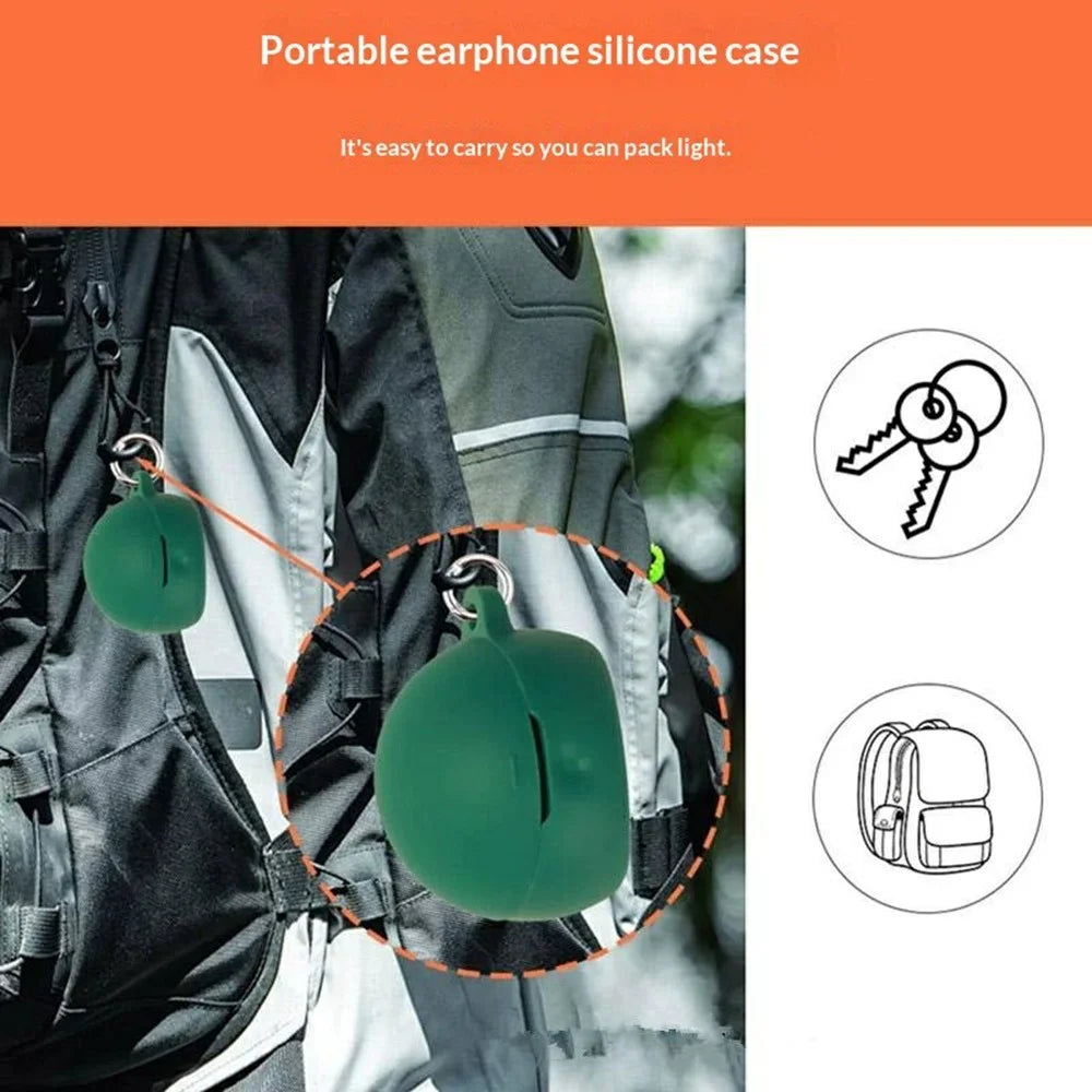 For Huawei FreeClip 2s / FreeClip 2 (Collector's Edition) Silicone Case Wireless Earbuds Protective Cover with Anti-Lost Buckle - Blackish Green - 6