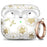 AHASTYLE WE40 for AirPods Pro 3 Case Pattern Print Transparent TPU Shockproof Protective Cover with Carabiner - Lacquered Flowers - 1