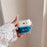 Silicone Case for Apple AirPods Pro 2 Charging Case Macaron Color Blocking Protective Cover with Metal Carabiner - Pink+Red - 4