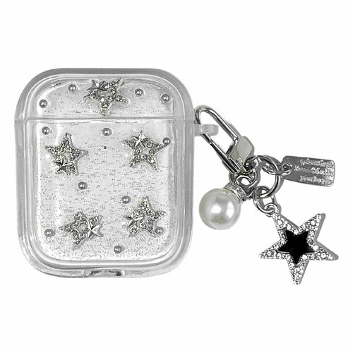 TPU Case for Apple AirPods with Wireless Charging Case (2019)  /  AirPods with Charging Case (2019)  /  (2016) Glitter Star Protective Cover with Metal Chain Pendant - 1