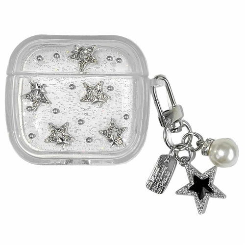 TPU Case for Apple AirPods Pro 2 Glitter Star Protective Cover with Metal Chain Pendant - 1