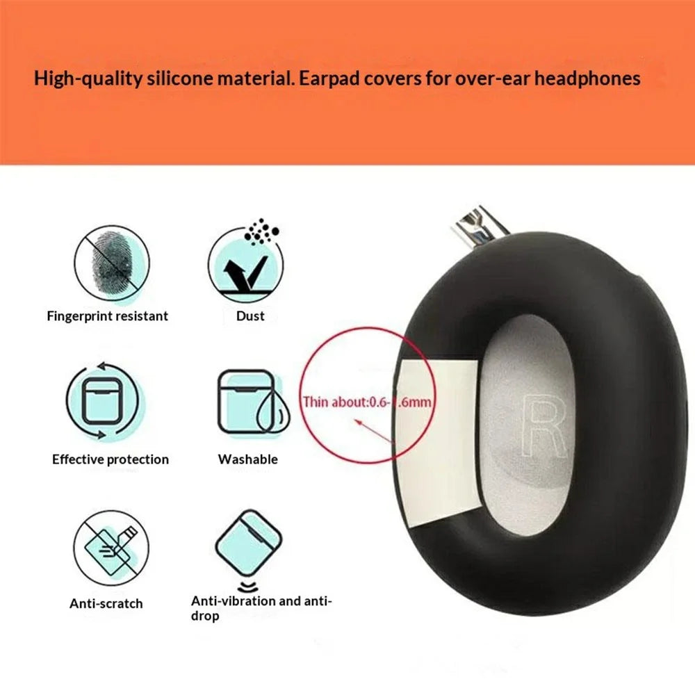 2Pcs for Sony 1000X The Collexion Headphone Silicone Ear Cushion Cover Earpad Protective Case - Black - 2