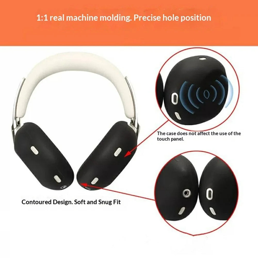 2Pcs for Sony 1000X The Collexion Headphone Silicone Ear Cushion Cover Earpad Protective Case - Black - 5