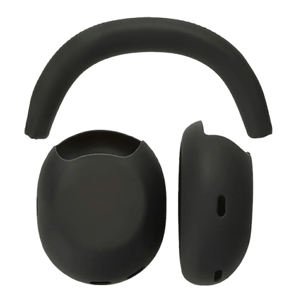 For Sony 1000X The Collexion Headphones Silicone Case Set 2Pcs Ear Pad Cover + Headband Sleeve - Black - 1