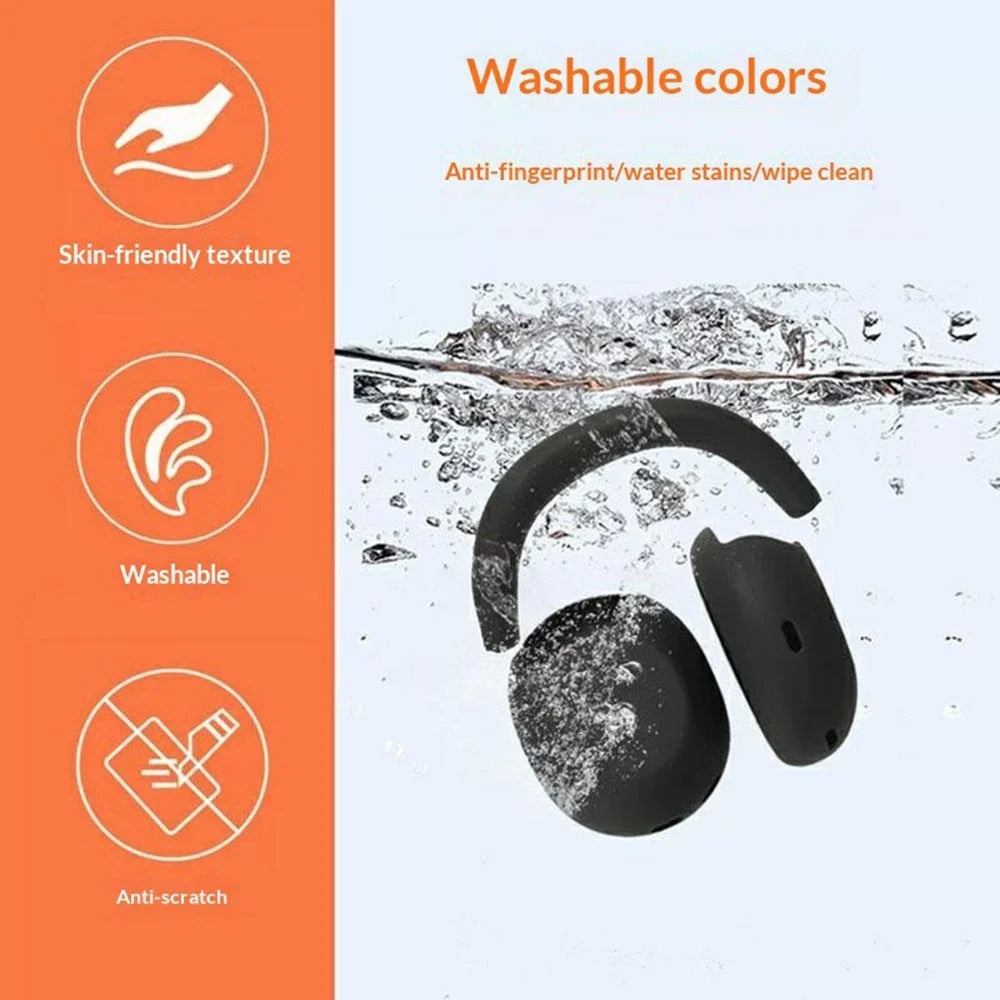 For Sony 1000X The Collexion Headphones Silicone Case Set 2Pcs Ear Pad Cover + Headband Sleeve - Black - 2