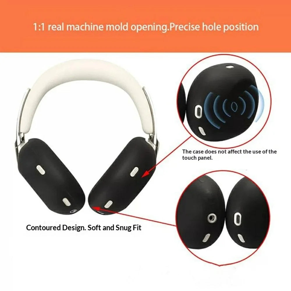 For Sony 1000X The Collexion Headphones Silicone Case Set 2Pcs Ear Pad Cover + Headband Sleeve - Black - 6