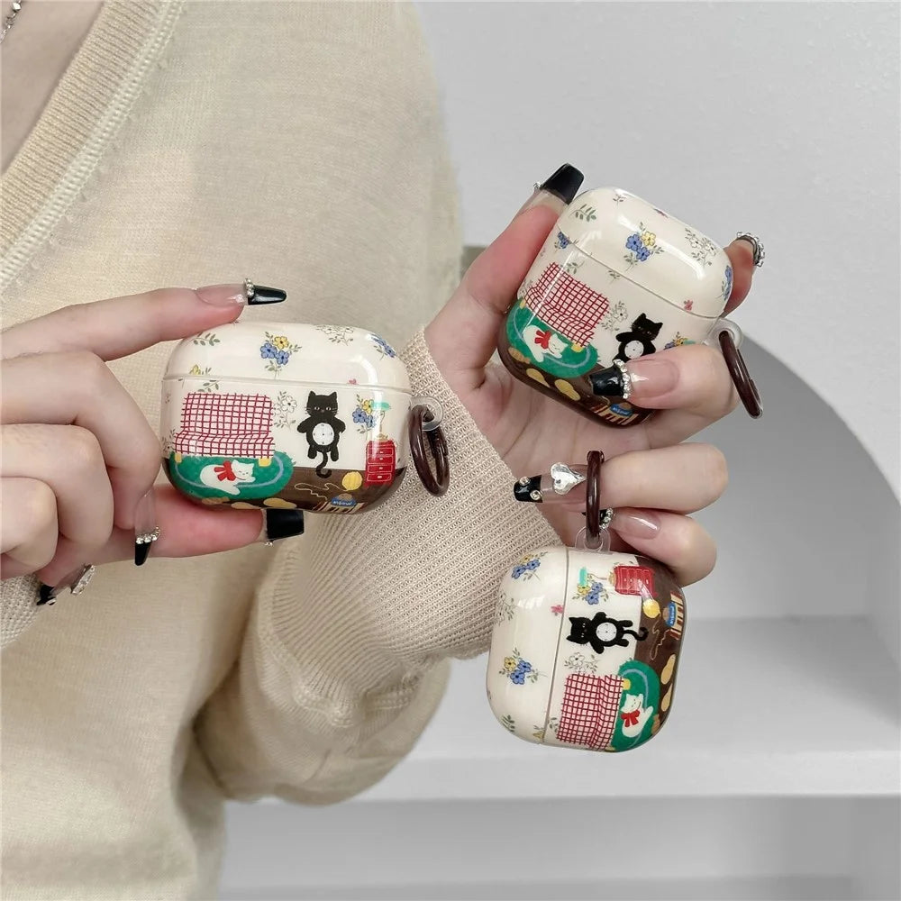For AirPods Pro 2 Protective Case IMD Cat Pattern TPU Earphone Cover with Carabiner - 5