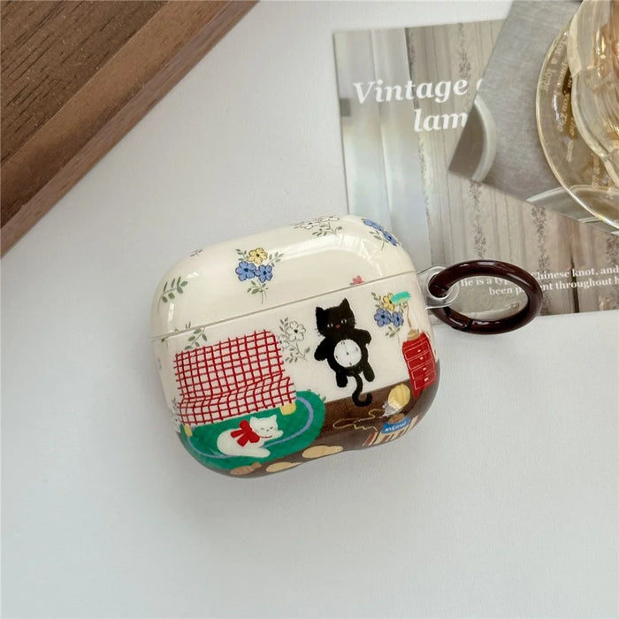 For AirPods Pro 3 Protective Case IMD Cat Pattern TPU Earphone Cover with Carabiner - 2