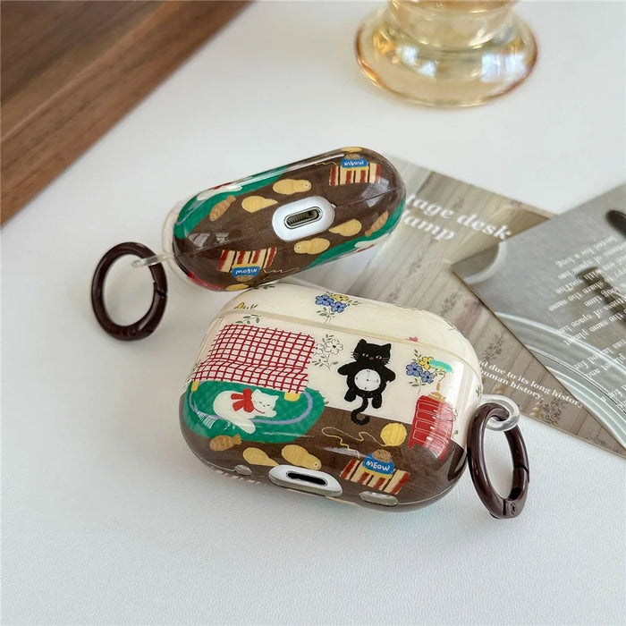 For AirPods Pro 3 Protective Case IMD Cat Pattern TPU Earphone Cover with Carabiner - 3