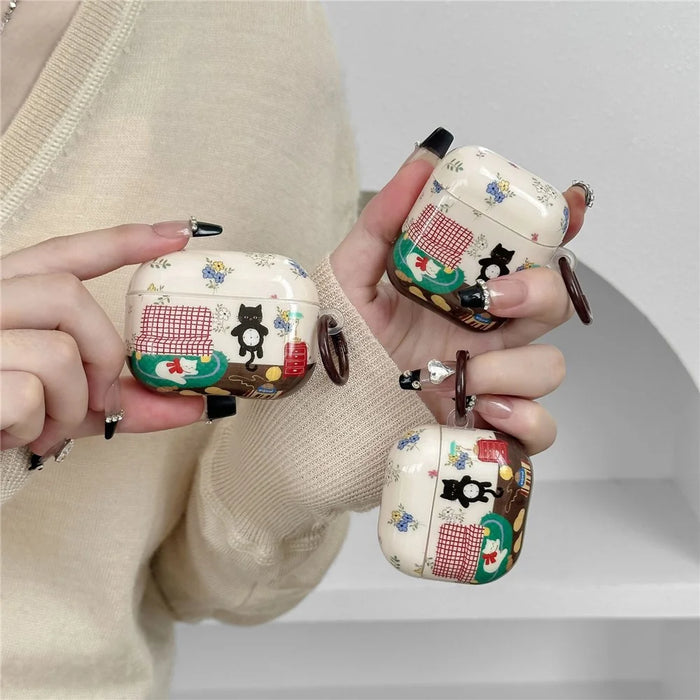 For AirPods Pro 3 Protective Case IMD Cat Pattern TPU Earphone Cover with Carabiner - 4