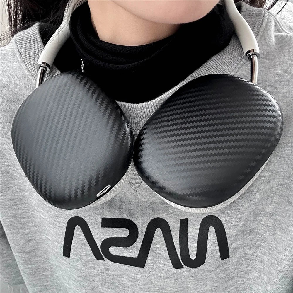 2Pcs For AirPods Max 2 / Max Ear Cushion Cover IMD Carbon Fiber Texture Anti-scratch Protective Case - Black - 2