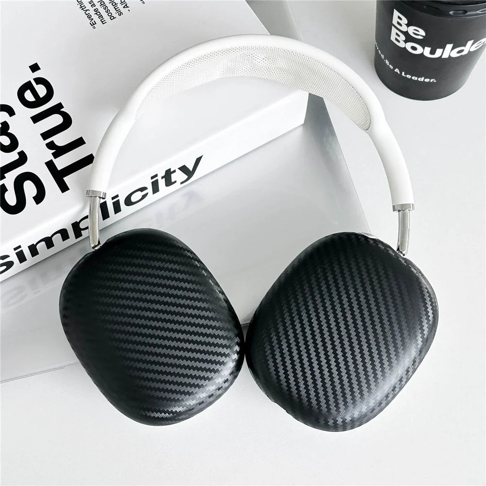 2Pcs For AirPods Max 2 / Max Ear Cushion Cover IMD Carbon Fiber Texture Anti-scratch Protective Case - Black - 4