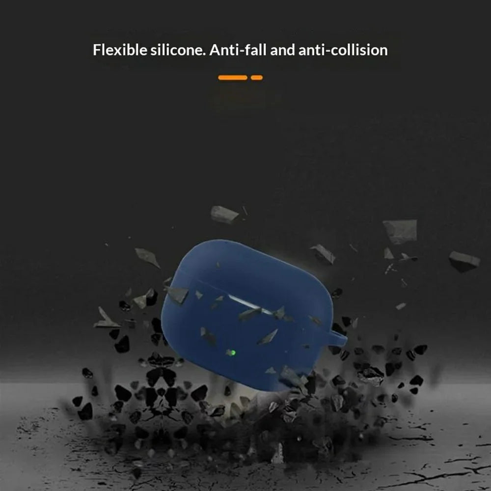 For vivo TWS 5 / 5 Pro Silicone Case Earbuds Shockproof Anti-Fall Protective Cover with Round Buckle - Dark Blue - 3