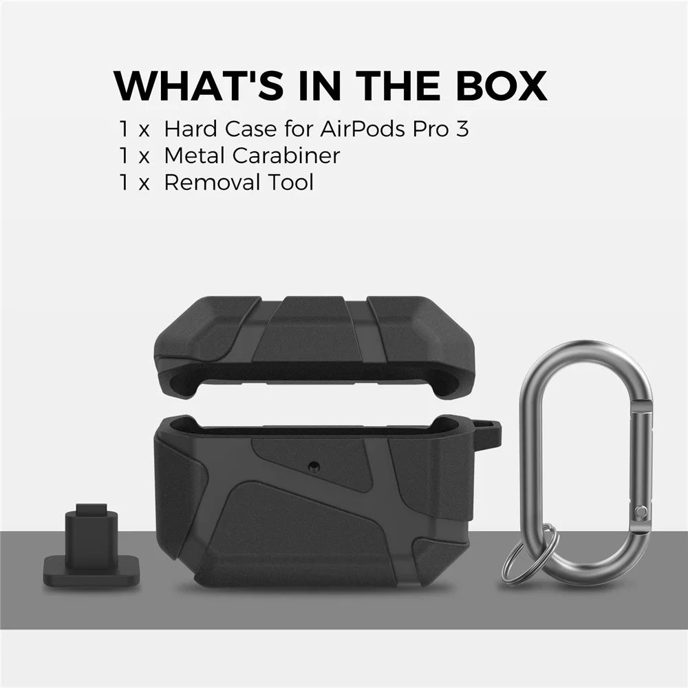 AHASTYLE JY25 for AirPods Pro 3 Case TPU Scratch Resistant Protective Cover with Carabiner - Black - 5