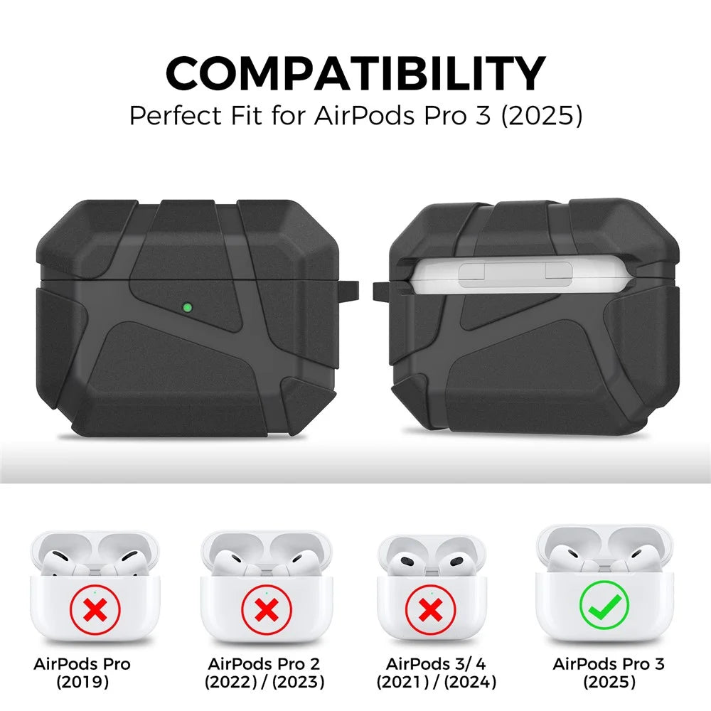 AHASTYLE JY25 for AirPods Pro 3 Case TPU Scratch Resistant Protective Cover with Carabiner - Black - 6