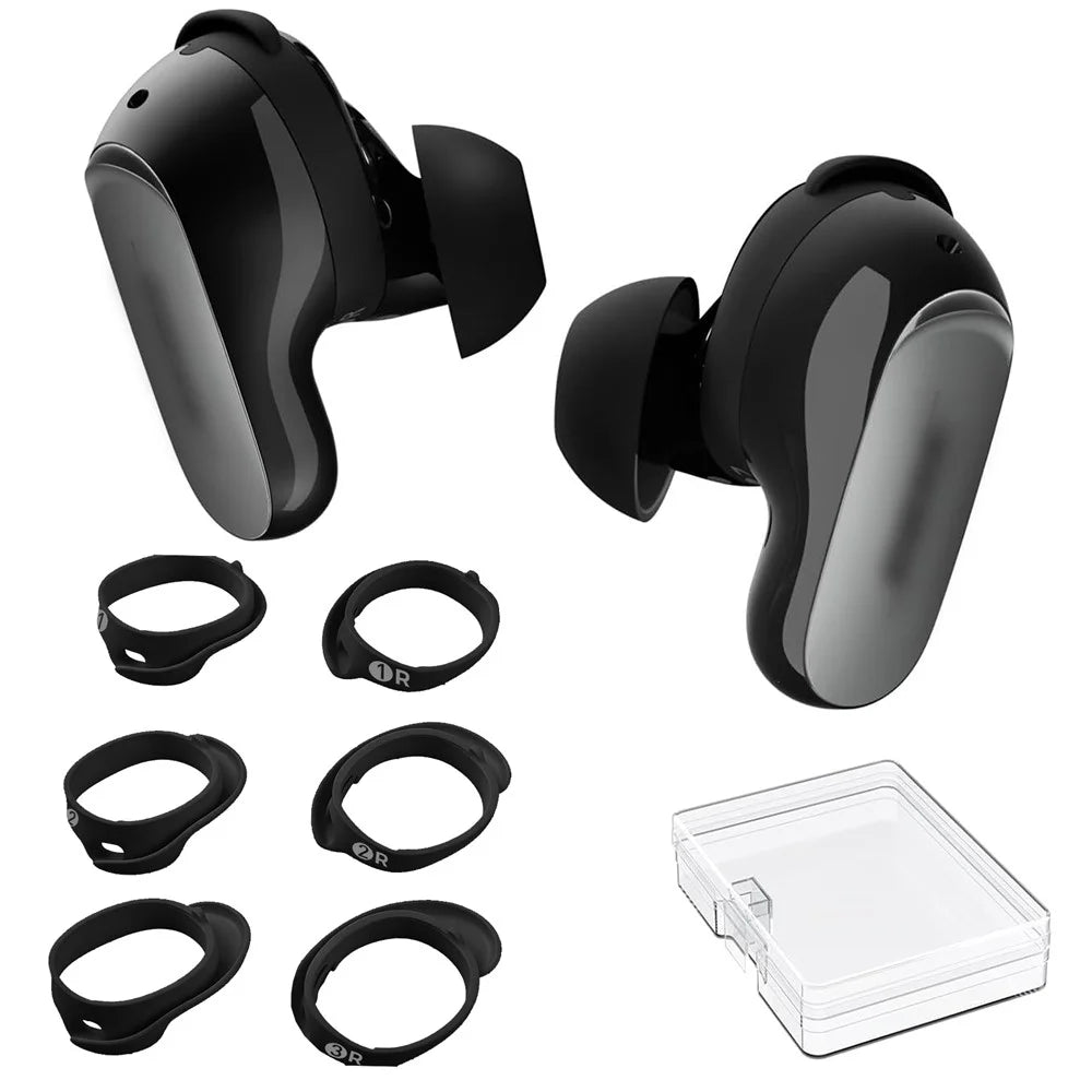 AHASTYLE WG197 3 Pairs Ear Tips for Bose QuietComfort Ultra 2 / Ultra Anti-slip Silicone Wingtip Covers - Black - 1