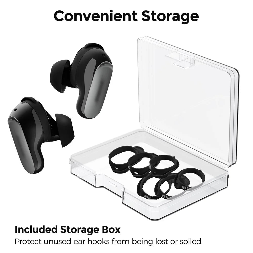 AHASTYLE WG197 3 Pairs Ear Tips for Bose QuietComfort Ultra 2 / Ultra Anti-slip Silicone Wingtip Covers - Black - 4