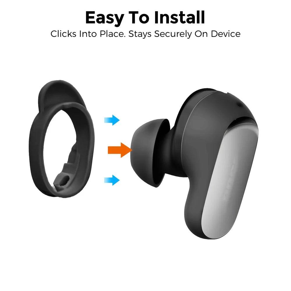 AHASTYLE WG197 3 Pairs Ear Tips for Bose QuietComfort Ultra 2 / Ultra Anti-slip Silicone Wingtip Covers - Black - 5