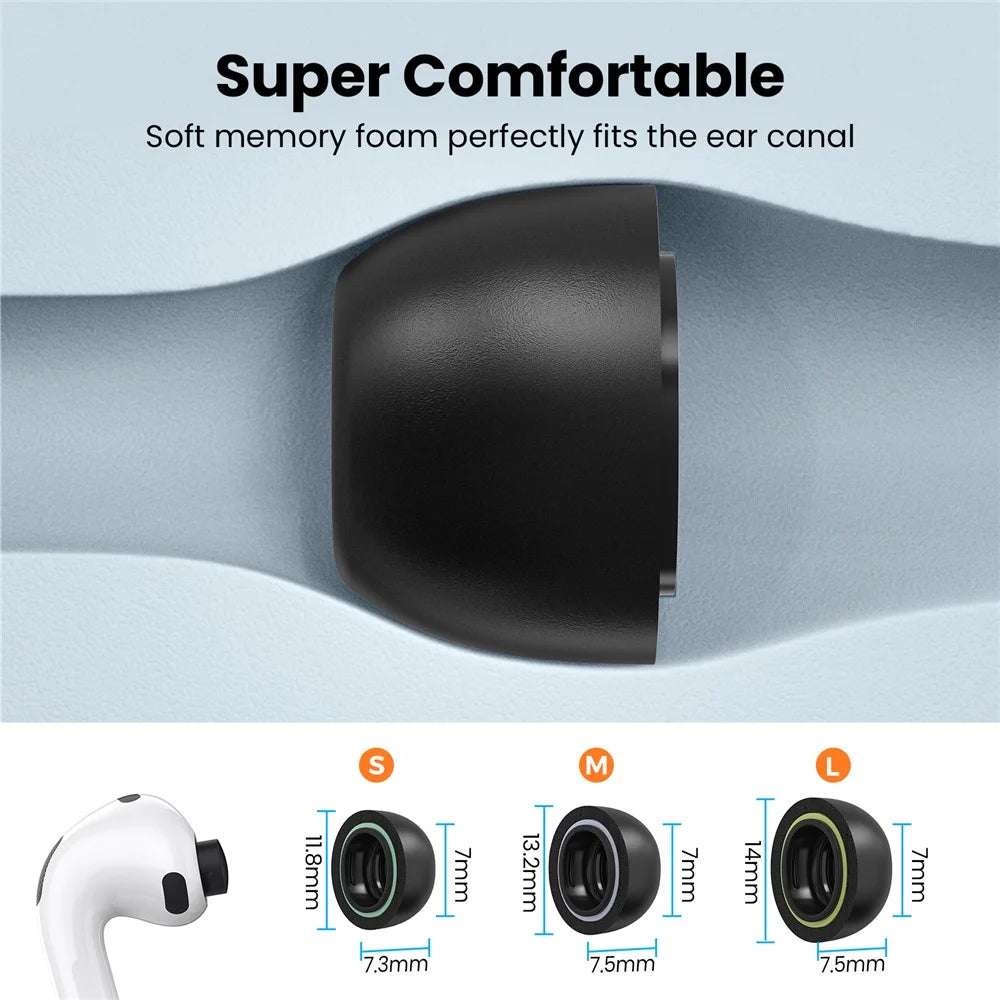 AHASTYLE WE38 3 Pairs Ear Tips for AirPods Pro 3 Silicone Noise Isolation Earbuds Tips Covers with 3 in 1 Cleaning Pen - Size: L - 7