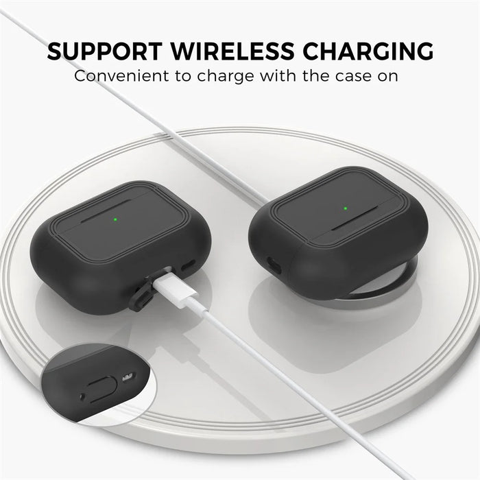 AHASTYLE JY24 for AirPods Pro 3 Case Dust Plug Design Silicone Protective Cover with Hand Strap - Black - 5