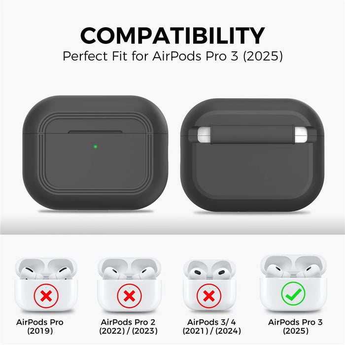 AHASTYLE JY24 for AirPods Pro 3 Case Dust Plug Design Silicone Protective Cover with Hand Strap - Black - 6