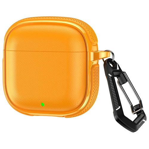 For Huawei FreeBuds SE 3 Case Split Design Leather Texture TPU Earphone Cover with Metal Carabiner - Orange - 1