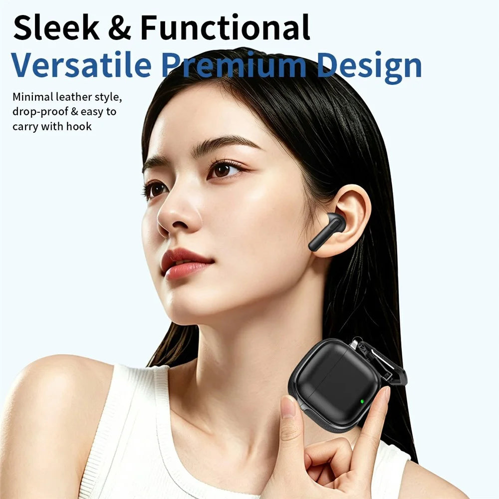 For Huawei FreeBuds SE 3 Case Split Design Leather Texture TPU Earphone Cover with Metal Carabiner - Orange - 3