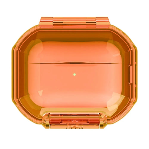 Protective Case for AirPods Pro 3 / Pro 2 / Pro / AirPods 4 / 3 , Hard PC Magnetic Waterproof Shockproof Cover - Transparent Orange - 1