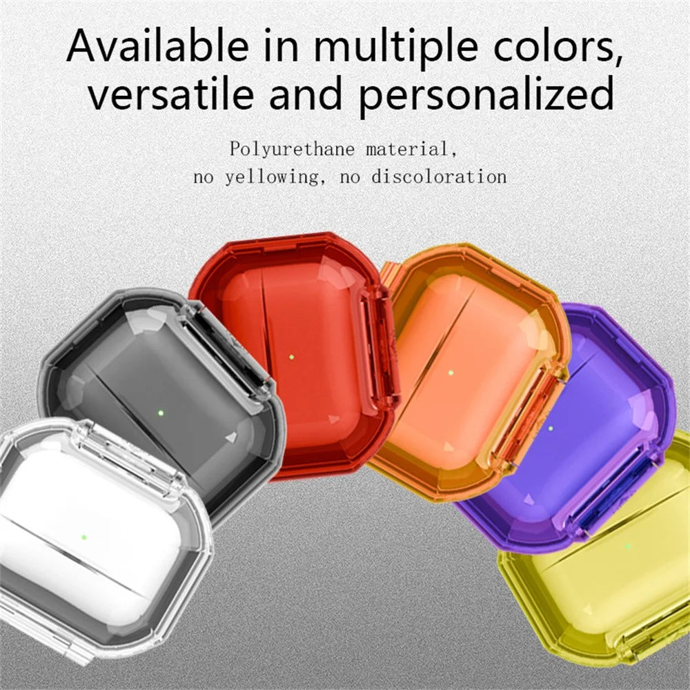 Protective Case for AirPods Pro 3 / Pro 2 / Pro / AirPods 4 / 3 , Hard PC Magnetic Waterproof Shockproof Cover - Transparent Orange - 3