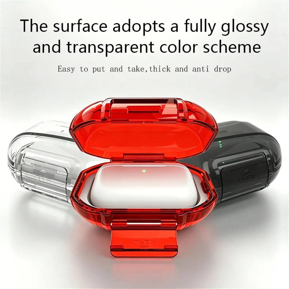 Protective Case for AirPods Pro 3 / Pro 2 / Pro / AirPods 4 / 3 , Hard PC Magnetic Waterproof Shockproof Cover - Transparent Orange - 4