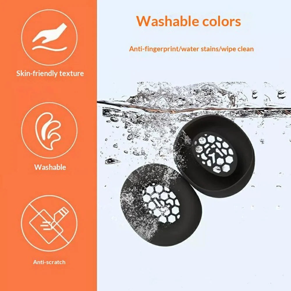 2Pcs for Honor Choice Codeler Headphones 2 Ear Cushion Silicone Covers Protective Sleeves - Black - 5