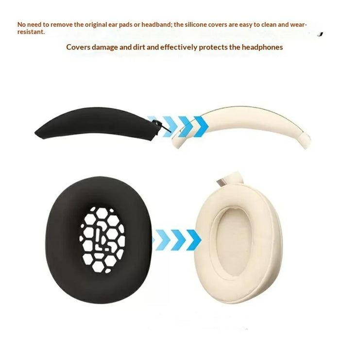 For Honor Choice Codeler Headphones 2 Silicone Protective Case Set (2Pcs Earpad Cover + Headband Cover) - Black - 3