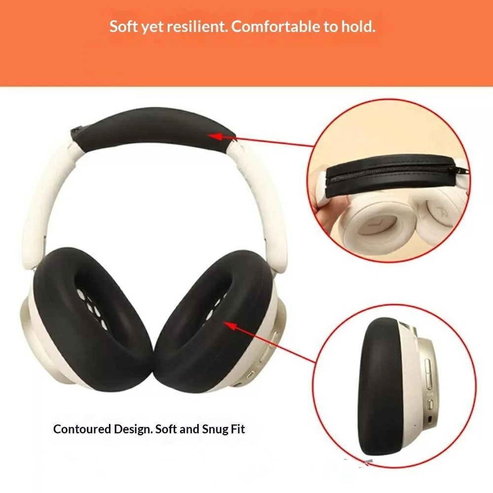 For Honor Choice Codeler Headphones 2 Silicone Case Kit , 2Pcs Earpad Cover + Headband Cover + Storage Bag - Black - 2