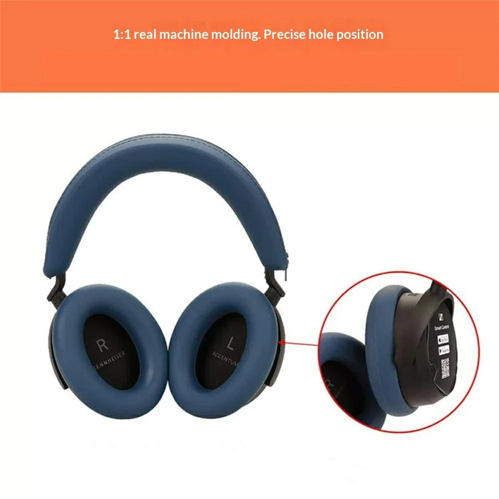 For Sennheiser ACCENTUM Plus / ACCENTUM Silicone Protective Case Set (2Pcs Earpad Cover + Headband Sleeve) - Dark Blue - 2