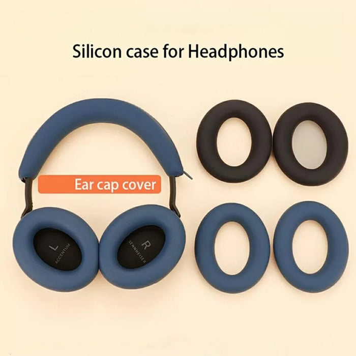 For Sennheiser ACCENTUM Plus / ACCENTUM Silicone Protective Case Set (2Pcs Earpad Cover + Headband Sleeve) - Dark Blue - 4