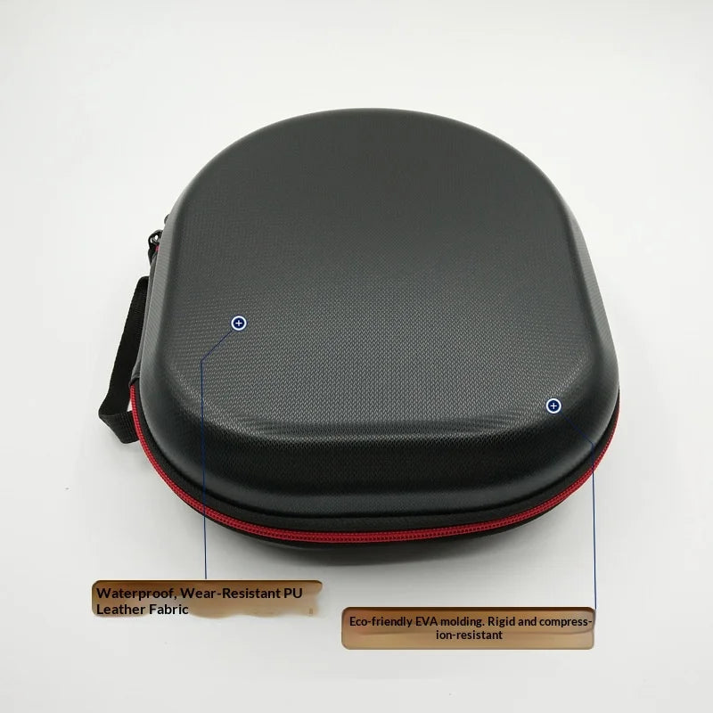 For Sony INZONE H5 / H7 / H9 Headphone Case Shockproof EVA Hard Shell Carrying Pouch - Leather Style/Black - 7