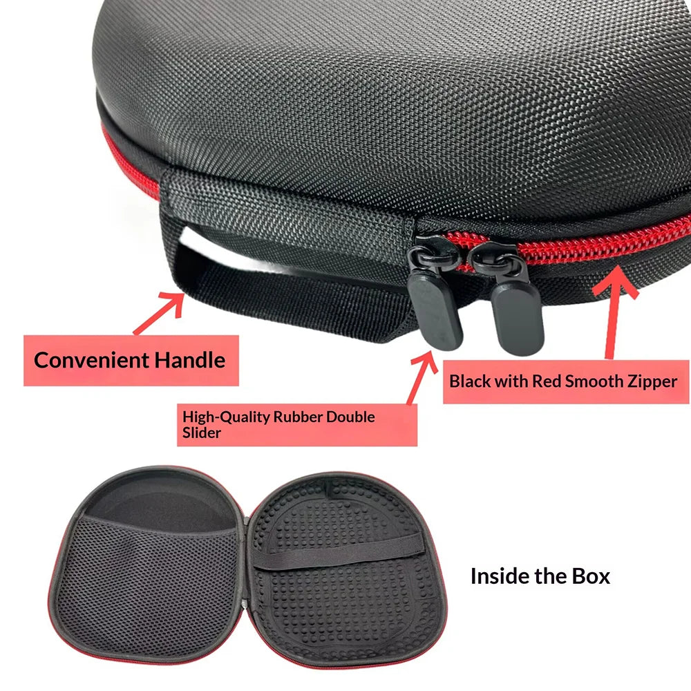 For Sennheiser ACCENTUM Plus Hard Storage Case Shockproof EVA Protective Headphone Bag - Leather Style/Black - 5