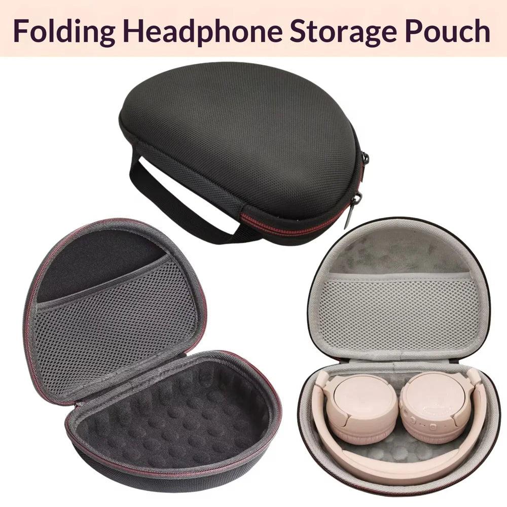 For JBL Live 400BT/460NC/Tune 670NC/520BT Headphone Case Shockproof Oxford Fabric Storage Pouch - Black+Grey Lining - 3