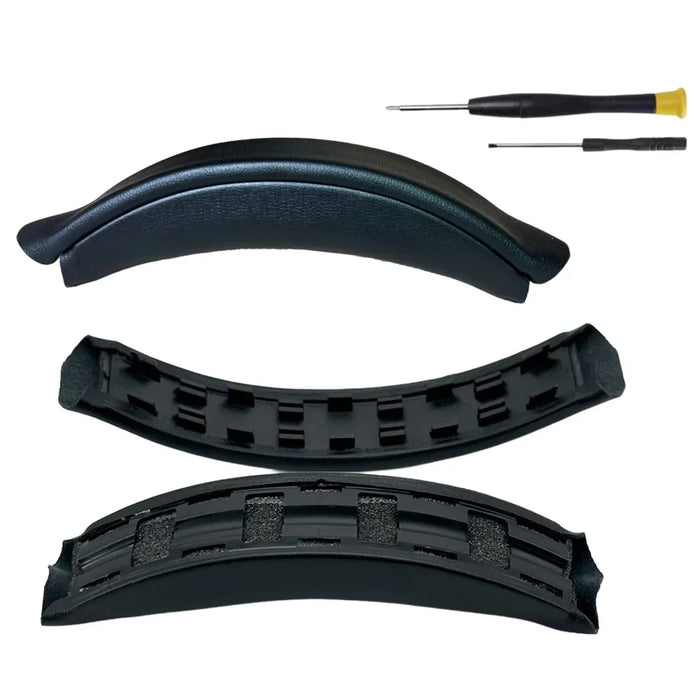 For Sony WH-XB910N Headband Cushion Snap-on Protein Leather Breathable Replacement Headband Pad - Black - 1