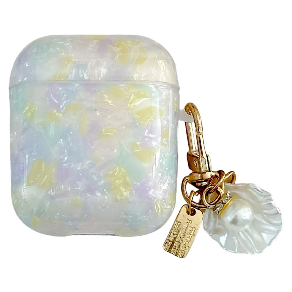 TPU Case for Apple AirPods with Wireless Charging Case (2019) / AirPods with Charging Case (2019) / (2016) Shell Grain Drop Protection Cover with Shell Pendant - 1